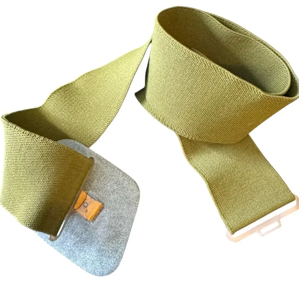 Vintage Green Stretch Belt with Painted Hook and Eye Buckle